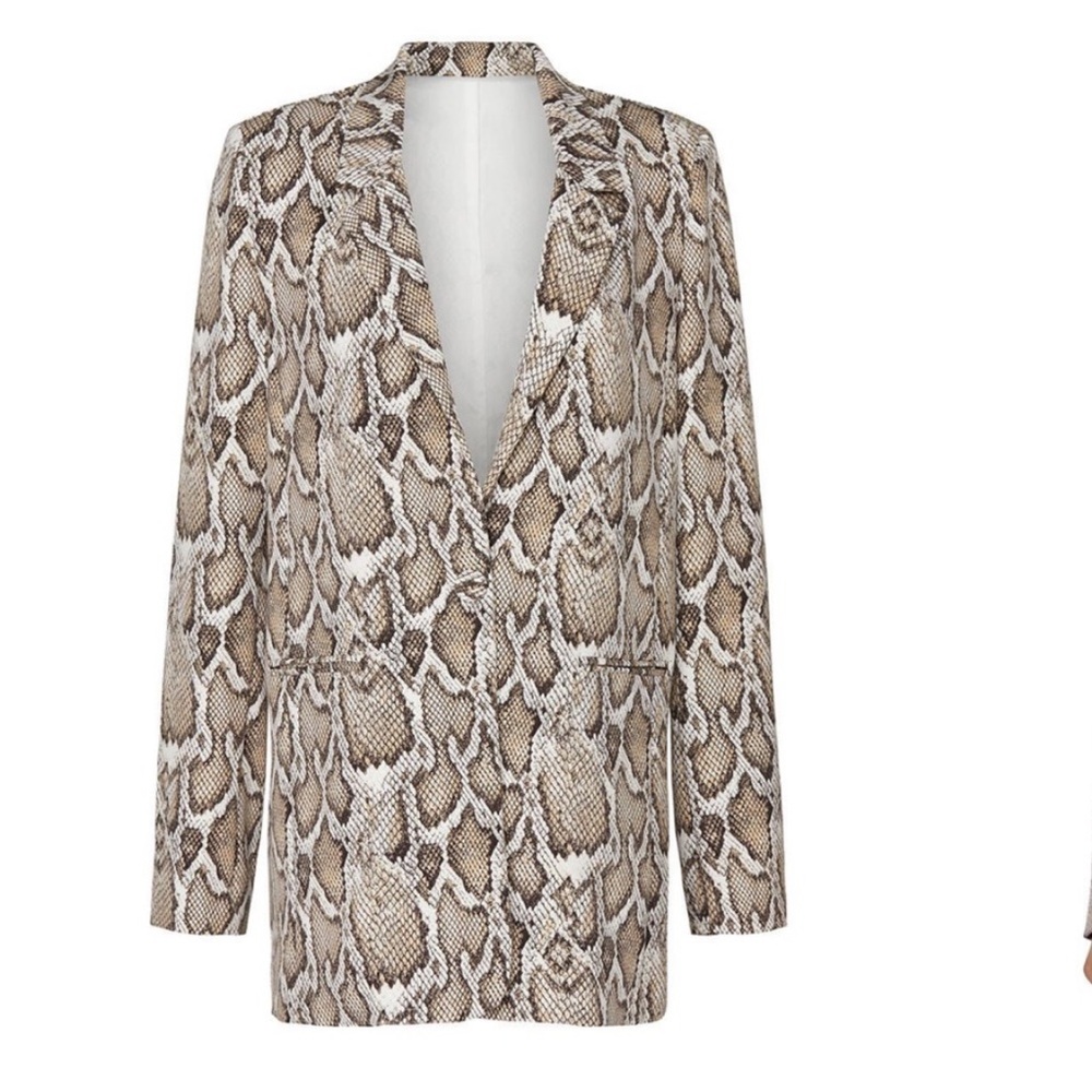 AFRM Curtis Tan and Brown Snake Pattern Blazer Size M